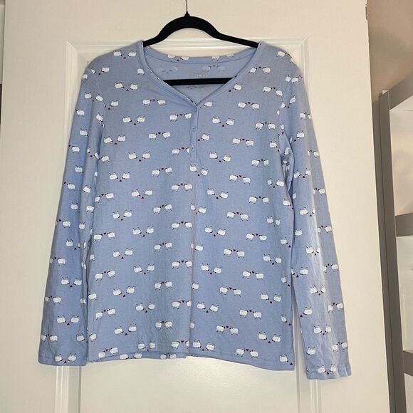 Croft & Barrow Intimates Long Sleeve Sheep Pajama Top XS - Picture 8 of 8